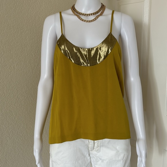 Diane Von Furstenberg Festive chartreuse Silk Cami Top size 10 - Picture 1 of 7